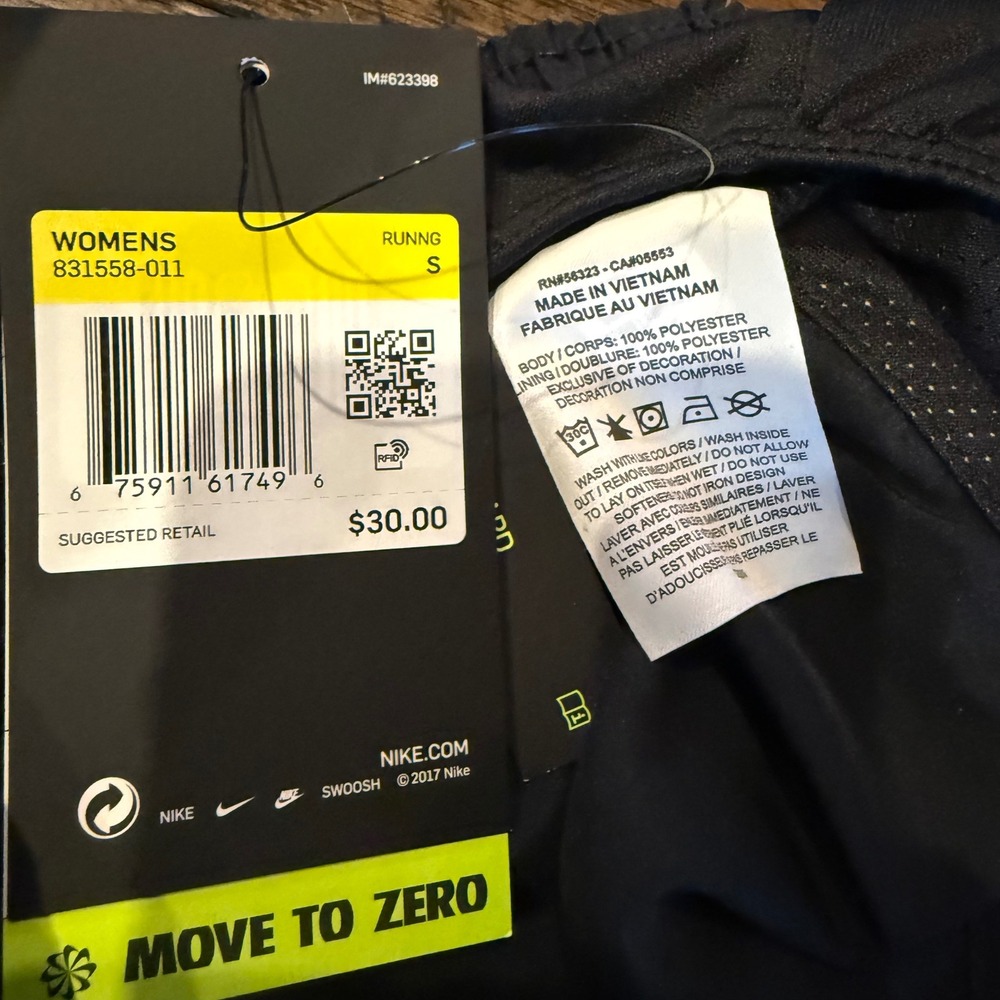 Nike NWT Dri‎ Fit Womens Running Shorts Black White Trim Small S - Picture 5 of 5
